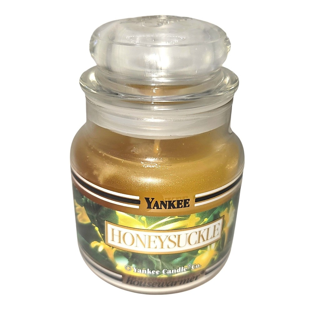 VTG NOS Yankee Candle Honeysuckle Jar Candle 3.7 oz NEW Black Band Retired